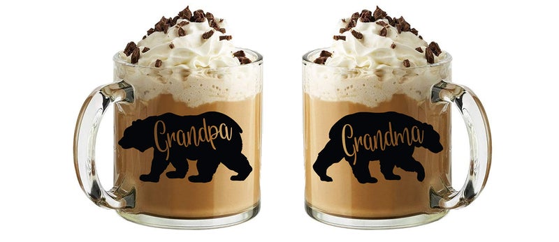 CBTwear Grandma Bear, Grandpa Bear Mugs - Grandparents Gift Set - 13oz Glass Coffee Mug Couples Sets - Funny His and Her Gifts - Husband and Wife Or Nana and Papa Anniversary Presents - Image 3