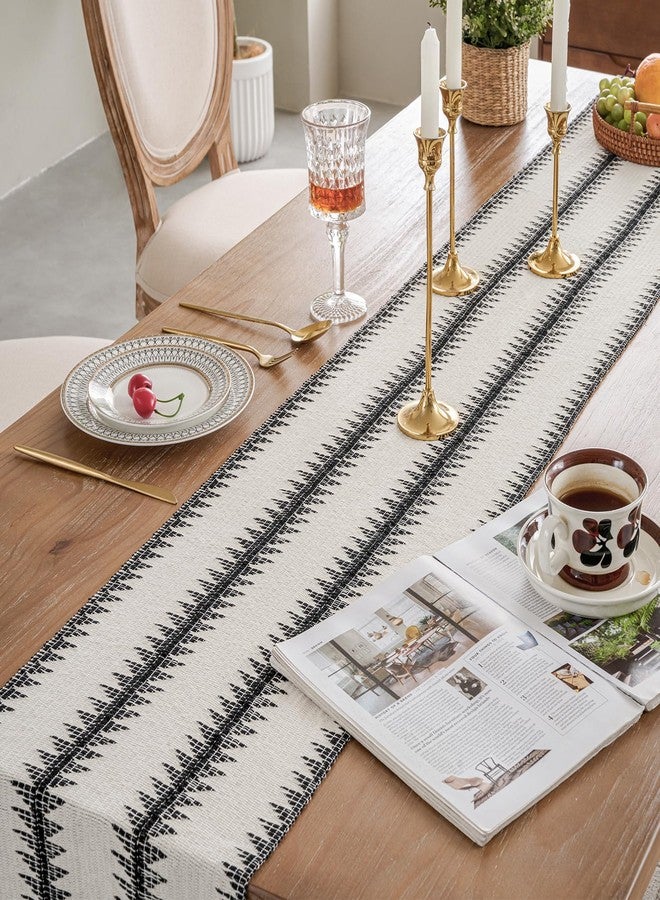 duduta Black White Tree Boho Macrame Table Runner 12 x 90 inch, Farmhouse Dresser Covers Coffee Table Runner with Tassels - Image 5