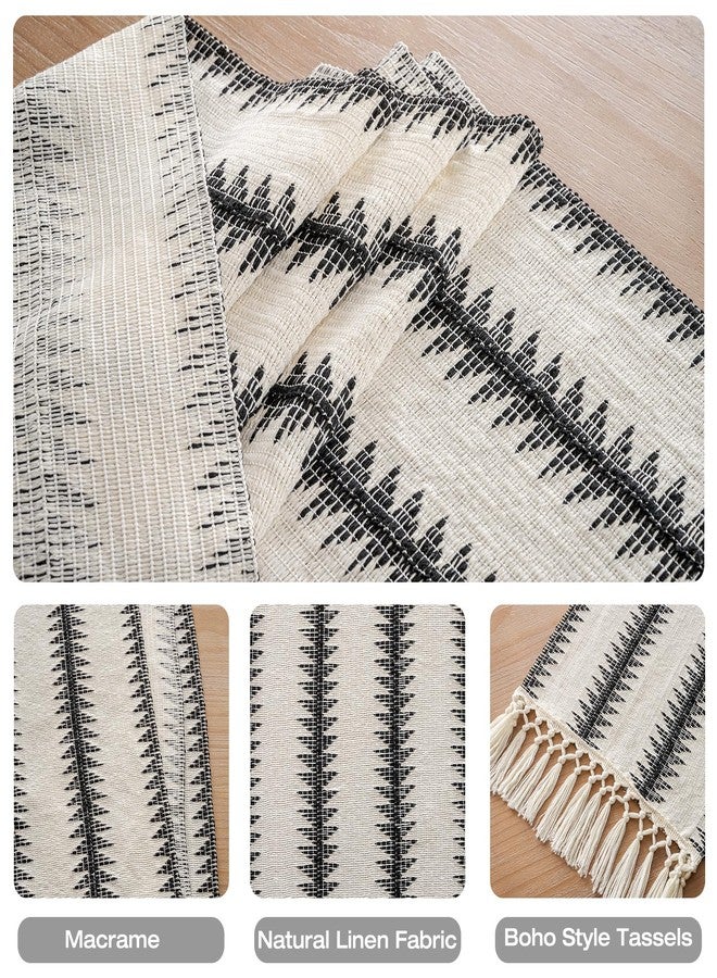 duduta Black White Tree Boho Macrame Table Runner 12 x 90 inch, Farmhouse Dresser Covers Coffee Table Runner with Tassels - Image 3