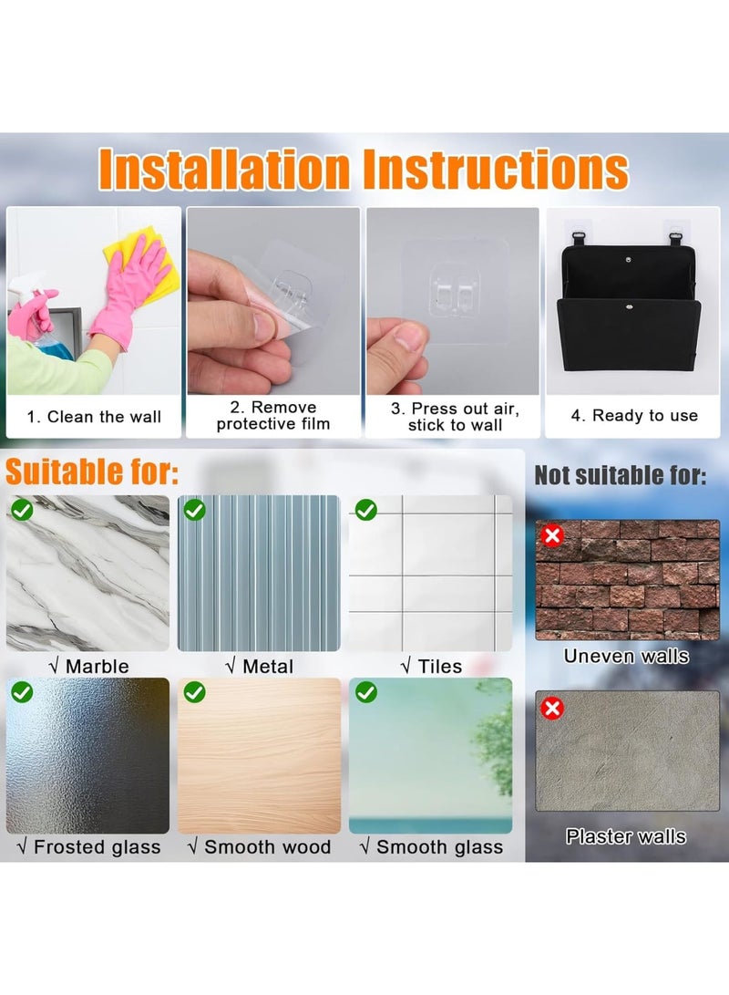 SYOSI Over Door Shoe Organizer, 2-Pack Foldable Breathable Non-Woven Shoe Rack with Adhesive Hooks, Space Saving Hanging Storage for Narrow Doors Dorm RV Home, Easy Installation, Black - Image 5