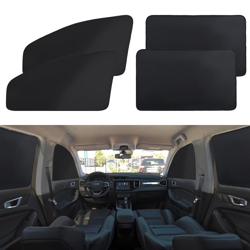 XCBYT Car Window Shades - 4 Pcs Car Privacy Curtains - 100% Block Light Car Window Covers - Magnetic Side Window Sun Shade Keeps Cooler for Breastfeeding, Taking a nap, Changing Clothes, Camping - Image 1