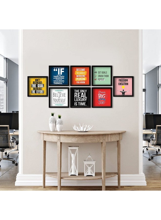 بيبر بلان ديزاين ملصقات جدارية مؤطرة بإطارات، بتصميم طائرة ورقية، مع اقتباسات تحفيزية، ديكور جداري للمكتب، مجموعة من 8 قطع فنية جدارية ملهمة (10 × 10 بوصة) (ملصقات من خشب MDF) - Image 3