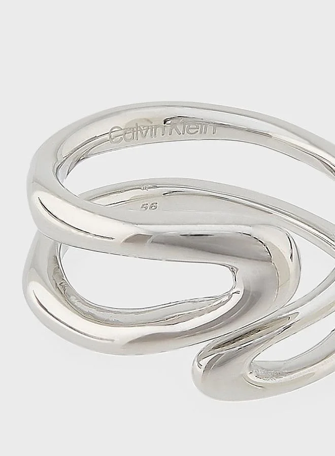 Calvin Klein  Ck Statement Links Open Ring in Stainless Steel - 35000751D for Women | Best Price UAE