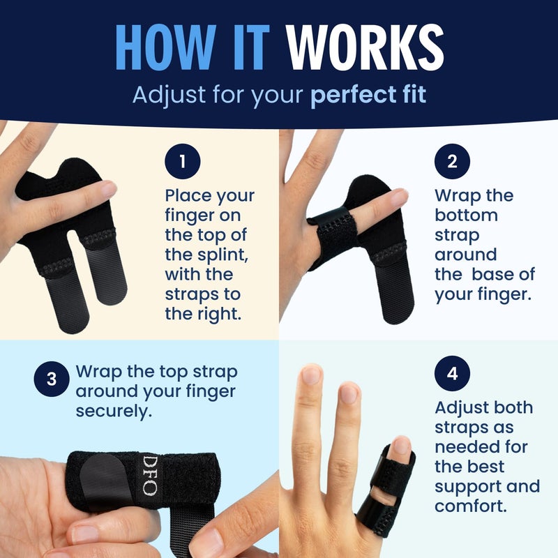 Dr. Frederick's Original Dr. Frederick's Trigger Finger Splint - 2 ct - HSA/FSA - Pinky & Thumb - Padded Brace for Arthritis, Mallet Finger, Tendonitis, Trigger Thumb - Adjustable, Doctor-Developed - Small Black - Image 5