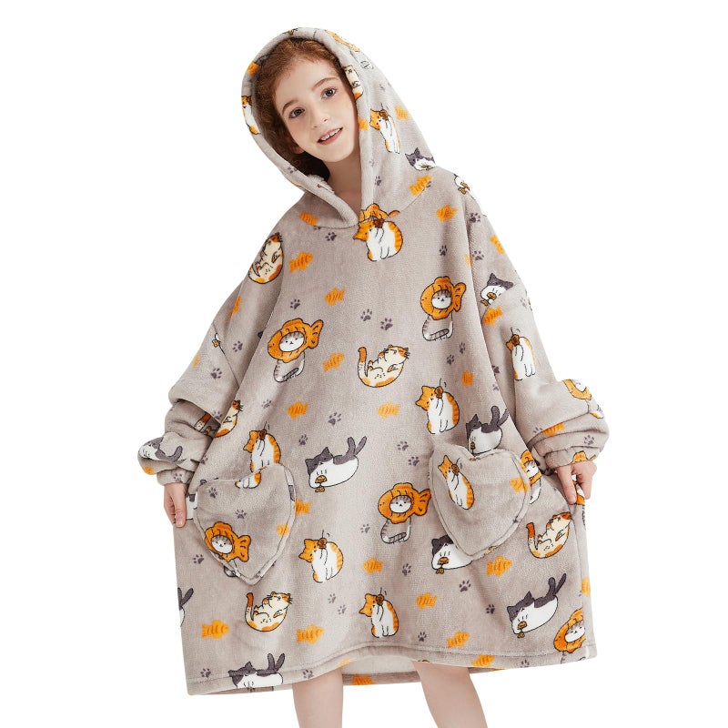 Fiosnow Cat Blanket Hoodies for Kids 6-13yr Highderable Bannet Hoodies for Boys Girls Teens - Image 1