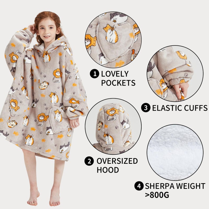 Fiosnow Cat Blanket Hoodies for Kids 6-13yr Highderable Bannet Hoodies for Boys Girls Teens - Image 4