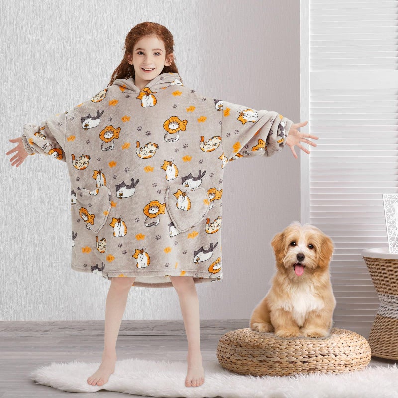 Fiosnow Cat Blanket Hoodies for Kids 6-13yr Highderable Bannet Hoodies for Boys Girls Teens - Image 2