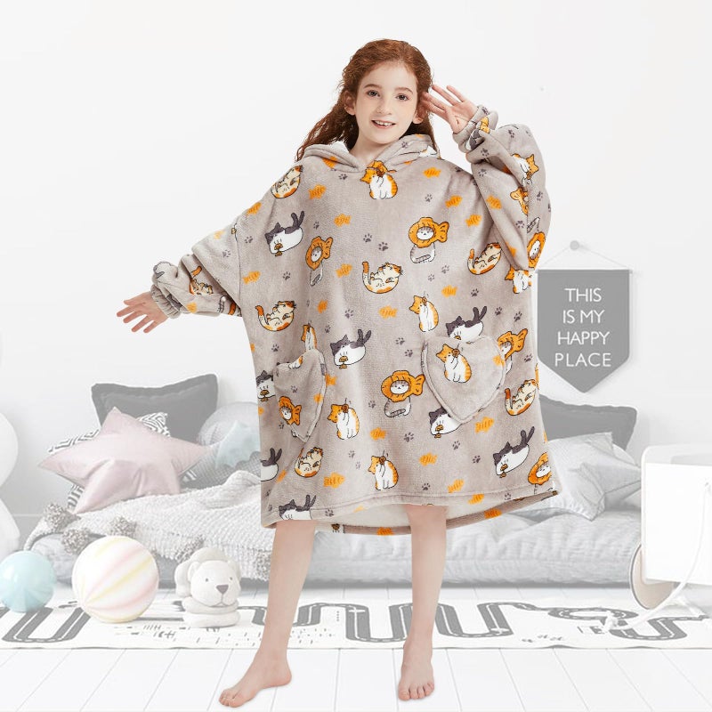 Fiosnow Cat Blanket Hoodies for Kids 6-13yr Highderable Bannet Hoodies for Boys Girls Teens - Image 5