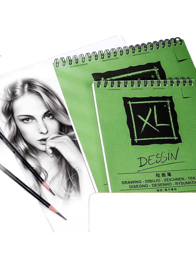 CANSON دفتر رسم سلسلة كانسون XL، دفتر رسم بغطاء أخضر 160غ، 16K، 40 ورقة للرسم الفني - Image 1