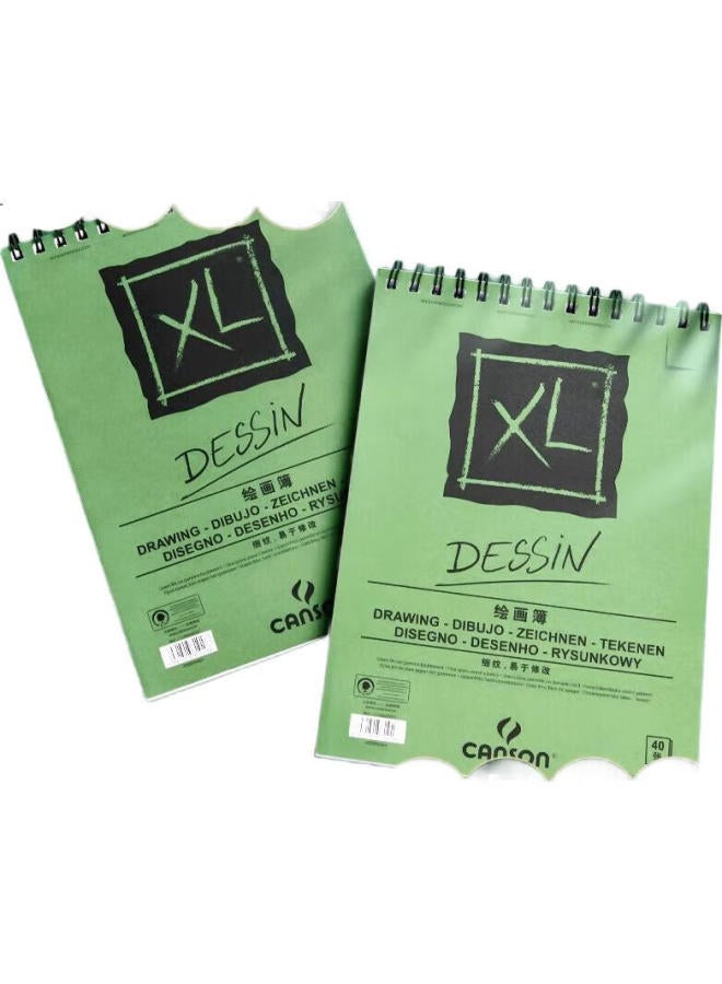 CANSON دفتر رسم سلسلة كانسون XL، دفتر رسم بغطاء أخضر 160غ، 16K، 40 ورقة للرسم الفني - Image 3