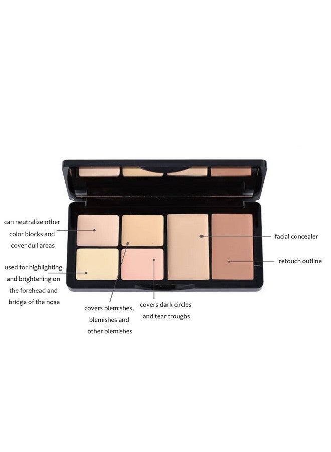BliBling Concealer Contour Palette, 6 In 1 Color Correcting Concealer Contour Makeup Palette, Contouring Foundation Highlighting Makeup Kit For Dark Circles, Blemish With 2 Packs Brush (2) - Image 5