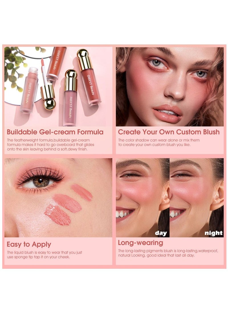 QiBest Rose Cream Liquid Blush Makeup for Cheeks Soft Cream Liquid Blush Stick Multi Sheer Big Brush Liquid Skin Tint Stick for Face Eyes and Lips Long Wearing Natural Looking Blends Perfectly onto Skin #03 - Image 4