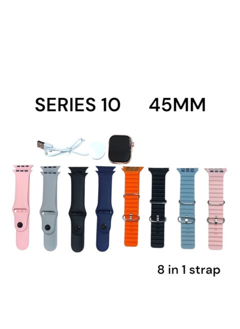 Series 10 Smart Watch 45mm with 2.01-Inch Infinite Display, Gesture Touch, Quick Release Strap, 8-in-1 Strap Combo