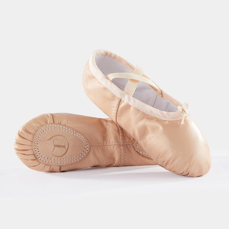 Generic Childrens Pigskin Dance Shoes for Ballet Yoga flesh color 