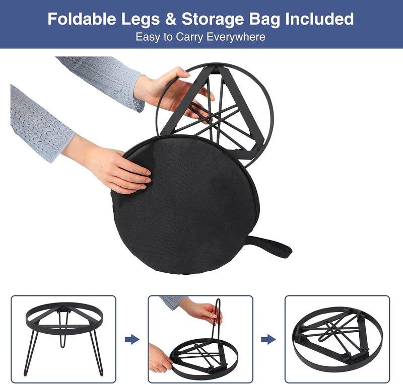 Lineslife Folding Campfire Grill Grate Top for Solo Stove Bonfire, Portable Iron Campfire Tripod for Bonfire Fire Pit, Dutch Oven, Open Fire Tripod Grill with Legs, Diameter: 13" - Image 5