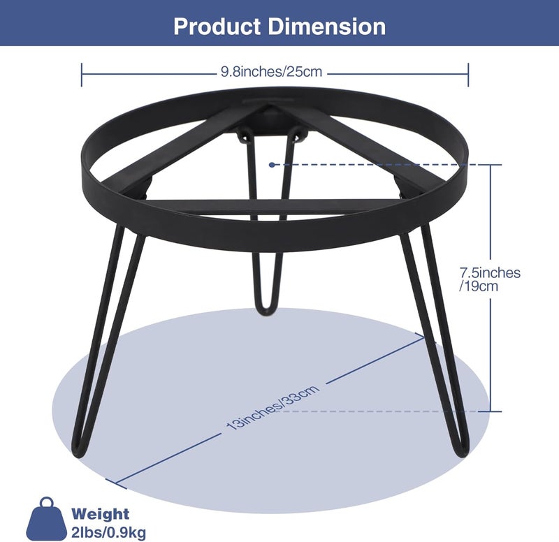 Lineslife Folding Campfire Grill Grate Top for Solo Stove Bonfire, Portable Iron Campfire Tripod for Bonfire Fire Pit, Dutch Oven, Open Fire Tripod Grill with Legs, Diameter: 13" - Image 4
