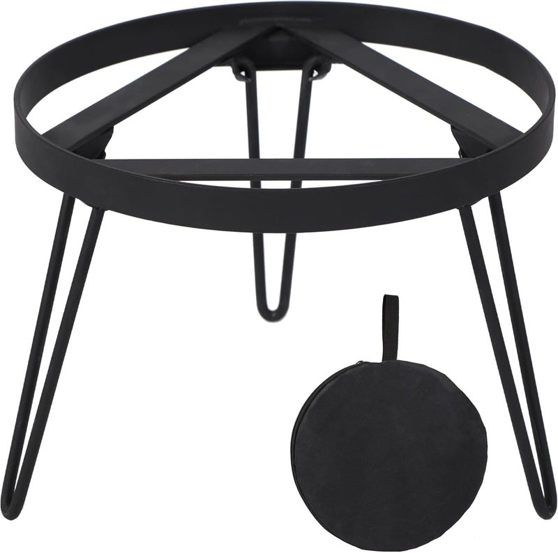 Lineslife Folding Campfire Grill Grate Top for Solo Stove Bonfire, Portable Iron Campfire Tripod for Bonfire Fire Pit, Dutch Oven, Open Fire Tripod Grill with Legs, Diameter: 13" - Image 1