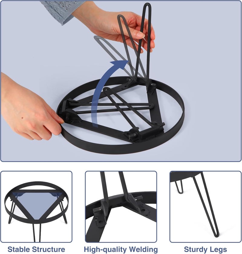 Lineslife Folding Campfire Grill Grate Top for Solo Stove Bonfire, Portable Iron Campfire Tripod for Bonfire Fire Pit, Dutch Oven, Open Fire Tripod Grill with Legs, Diameter: 13" - Image 3