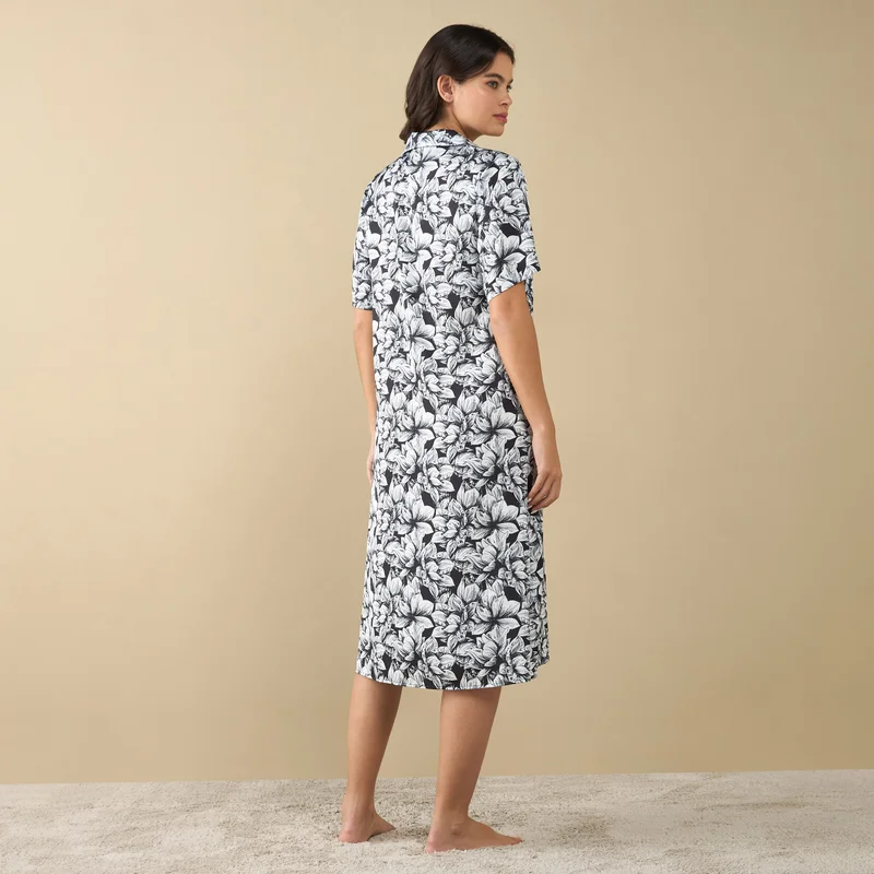 Splash FAV All-Over Floral Print Sleepshirt with Extended Sleeves