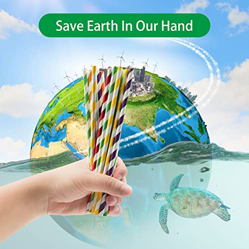 BOFA Eco Tableware Biodegradable Black Striped Paper Straws, Pack of 100 Disposable Black White Stripes Paper Drinking Straw for Restaurants, Juices, Smoothies - Image 5