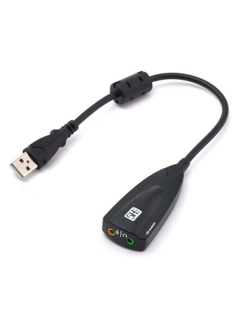 AROAQ Usb External Sound Adapter, Usb7.1 External Usb Audio Adapter Sound Card, Usb Headset Adapter Stereo Headphone Adapter With Line 5hv2 Earphone, Black - Image 1