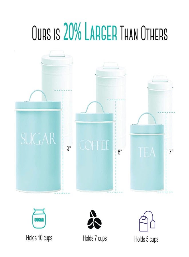 OUTSHINE Kitchen Canisters for Countertop Set of 3 | Farmhouse Canister Sets for Kitchen Counter Mint | Flour Sugar Coffee Canister Farmhouse Kitchen Decor | Vintage Style Large Storage Containers - Image 2