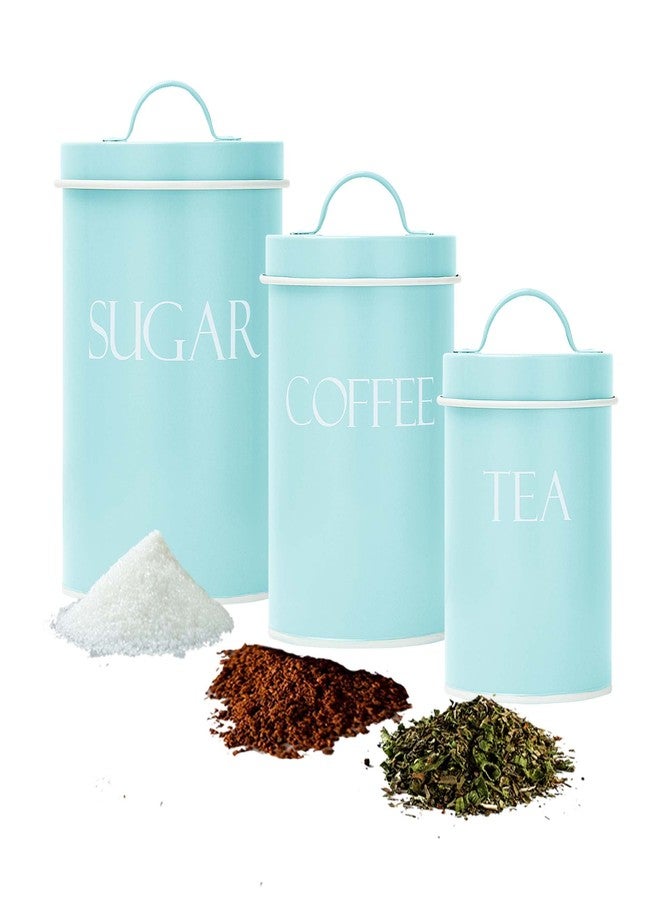 OUTSHINE Kitchen Canisters for Countertop Set of 3 | Farmhouse Canister Sets for Kitchen Counter Mint | Flour Sugar Coffee Canister Farmhouse Kitchen Decor | Vintage Style Large Storage Containers - Image 1