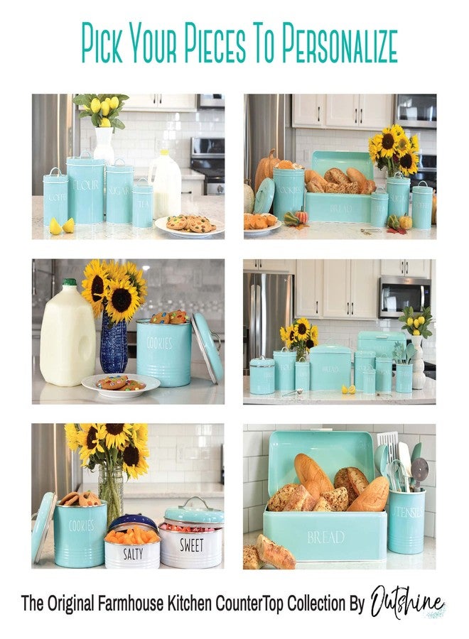 OUTSHINE Kitchen Canisters for Countertop Set of 3 | Farmhouse Canister Sets for Kitchen Counter Mint | Flour Sugar Coffee Canister Farmhouse Kitchen Decor | Vintage Style Large Storage Containers - Image 5