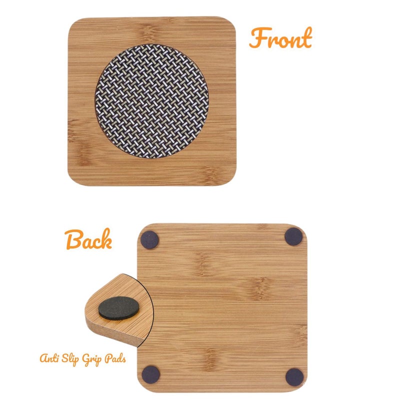 AZTORA AZTORA Square Shape Heating Insulation Resistant Natural Bamboo Wooden Coaster Heat Table Ware Pad Place mat for Hot CoffeeBowl Tea Cup Home Kitchen Dining Pan Pot Holder  - Image 3