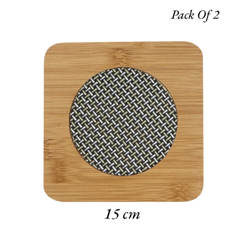 AZTORA AZTORA Square Shape Heating Insulation Resistant Natural Bamboo Wooden Coaster Heat Table Ware Pad Place mat for Hot CoffeeBowl Tea Cup Home Kitchen Dining Pan Pot Holder  - Image 2