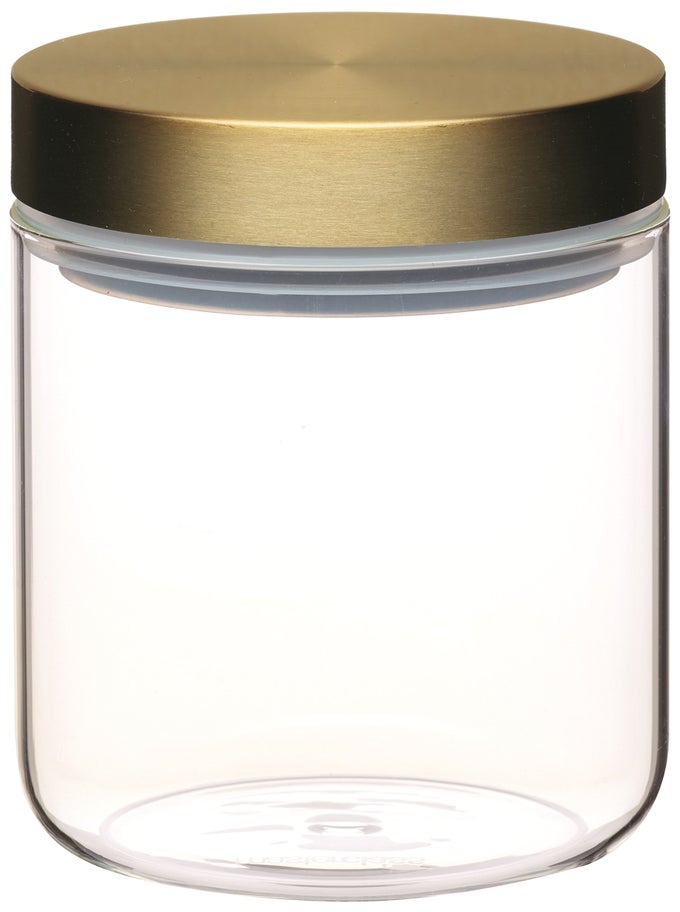 MASTERCLASS KITCHENCRAFT AIRTIGHT GLASS FOOD STORAGE JAR WITH BRASS LID TRANSPARENT 700 ML 125 PINTS