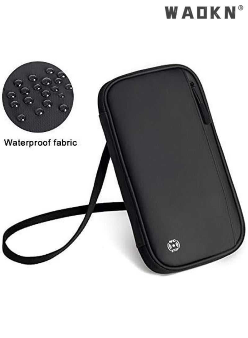 WAOKN Travel Wallet RFID Blocking,Faimly Passport Holder for Men Waterproof Passport Wallet,Large Capacity Passport Cover Travel Document Holder for Passports,Cards,Flight Tickets,(Black) - Image 5