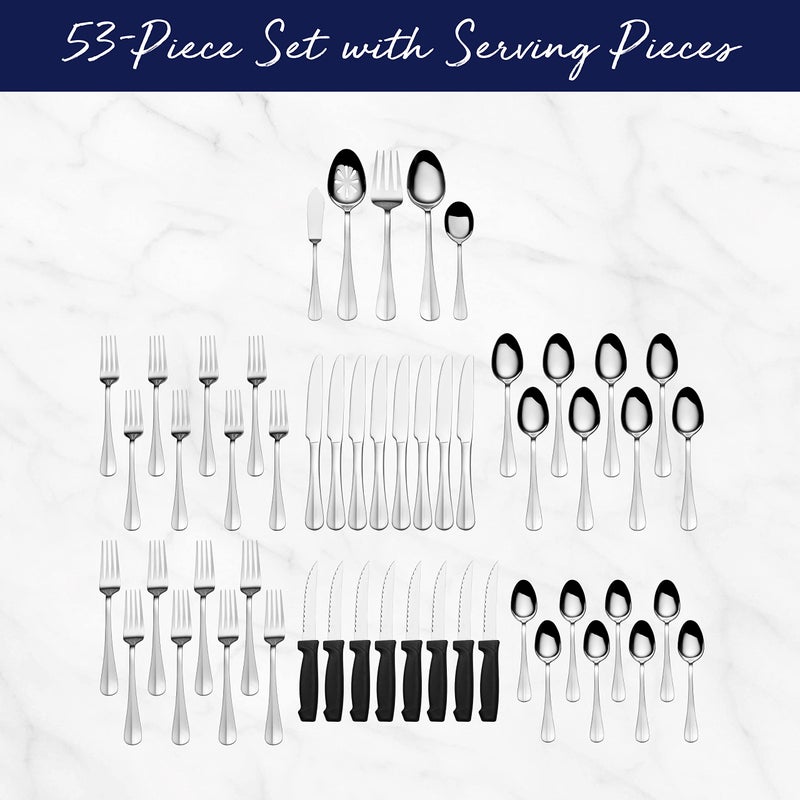 Pfaltzgraff Everyday Simplicity 53-Piece Stainless Steel Flatware Set, Service for 8 - Image 2