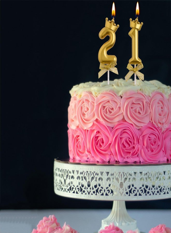 AOOLADA 21st Birthday Candles, Gold 21 Year Old Number Birthday Candles, Happy Birthday Cake Topper Gifts Party Decorations for Men Women - Image 4