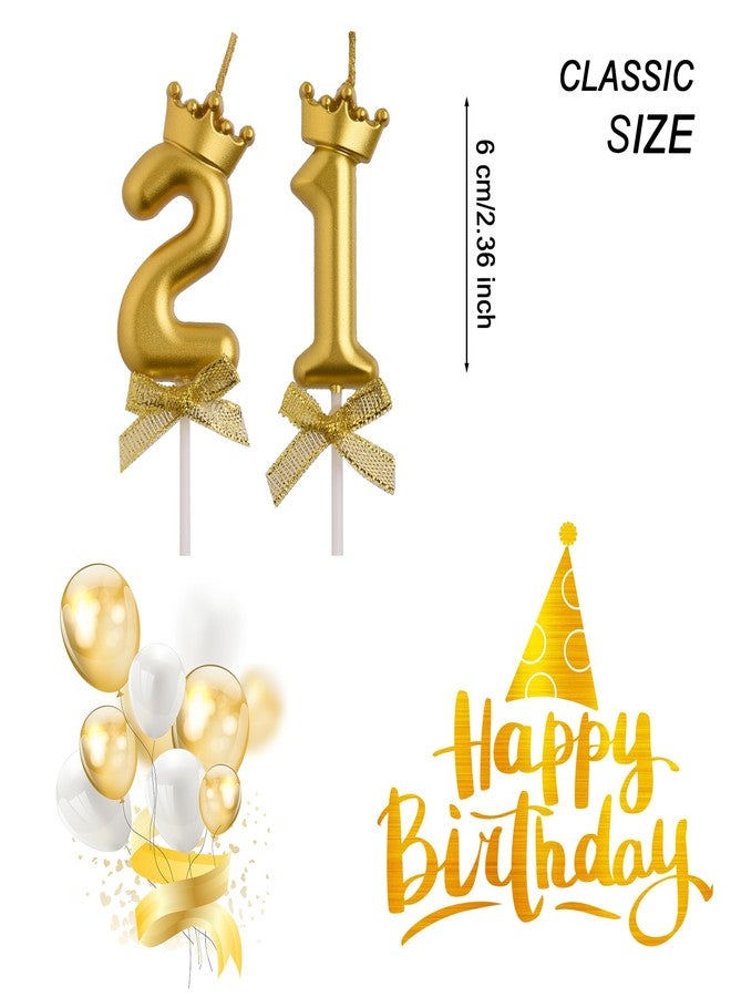 AOOLADA 21st Birthday Candles, Gold 21 Year Old Number Birthday Candles, Happy Birthday Cake Topper Gifts Party Decorations for Men Women - Image 2