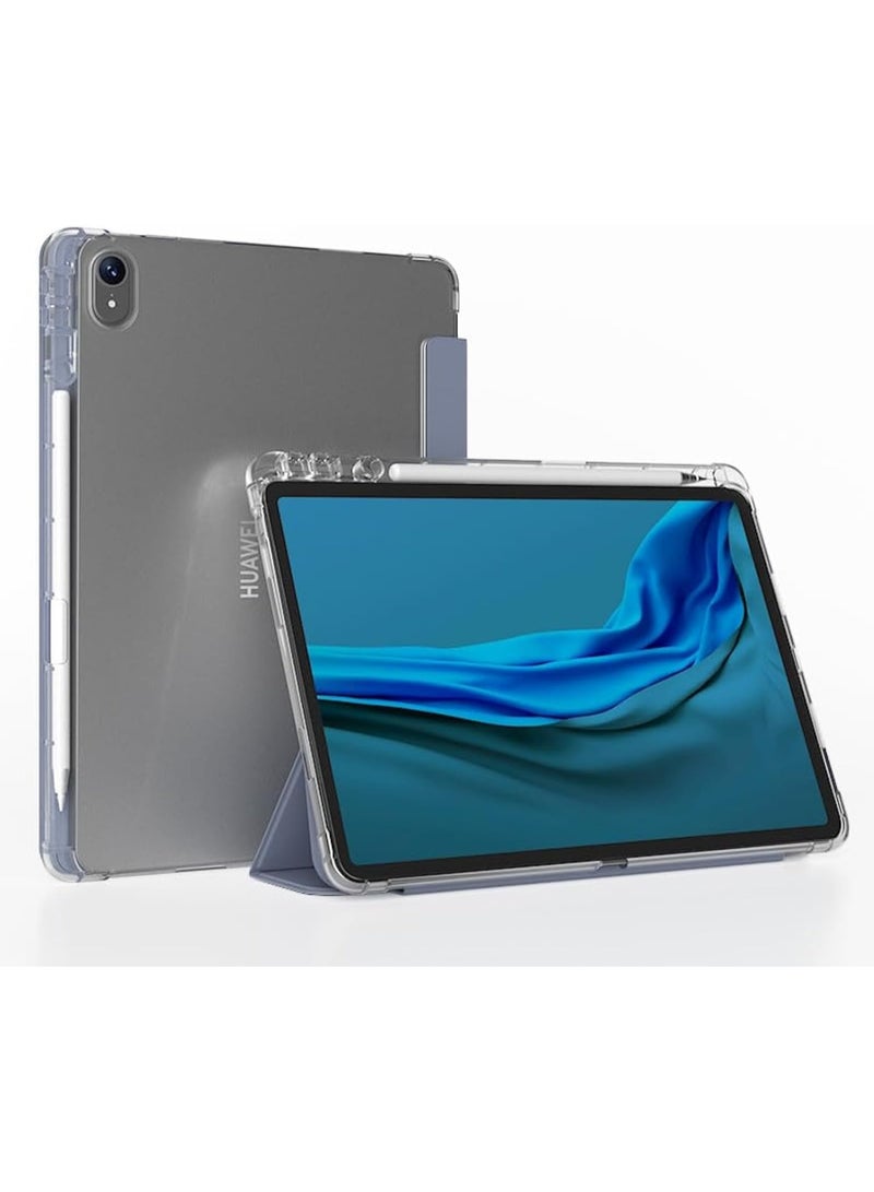 general Compatible with Huawei MatePad Air 11.5 inch 2023 Smart Slim Trifold Stand Auto Sleep Wake Cover with Pencil Holder Clear Transparent Back Shell