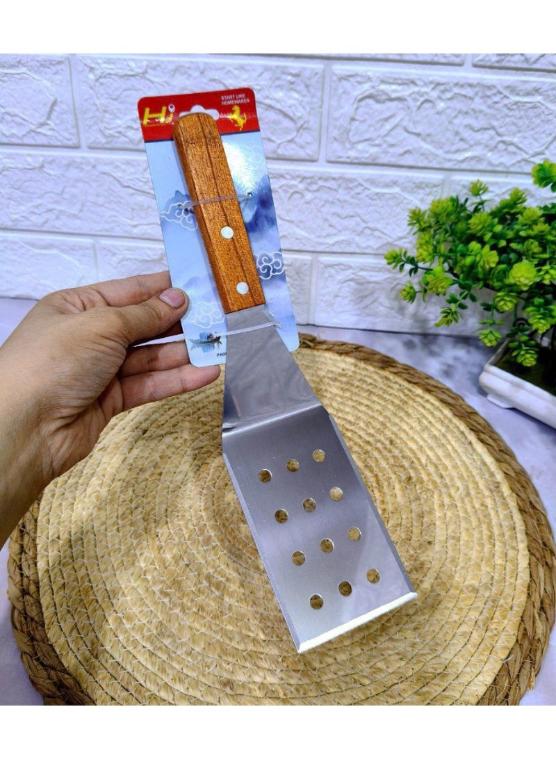 Stainless Steel Pizza & Basbousa Server with Wooden Handle – Practical and Durable - Image 1