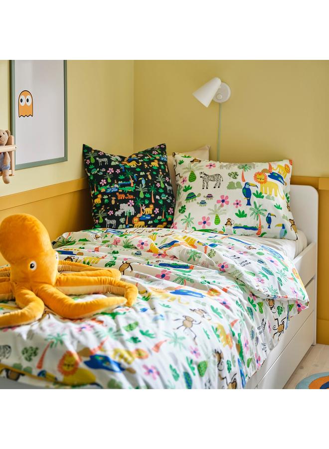 Zaboon Duvet Cover And Pillowcase, Multicolour/Jungle, 150X200/50X80 Cm - Image 3