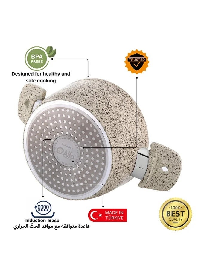 ALFA 7 Piece Swiss Stone Granite Non-Stick Cookware Set, Induction Compatible, Made in Türkiye - Image 3