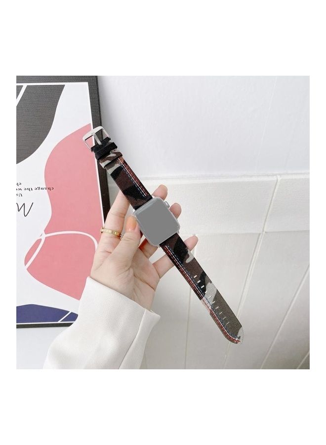 NIBEMINENT Replacement Watchband For Apple Watch Series 7 41mm/6 & SE 5 4 40mm/3 2 1 38mm Camouflage Black - Image 1