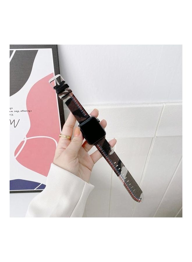 NIBEMINENT Replacement Watchband For Apple Watch Series 7 41mm/6 & SE 5 4 40mm/3 2 1 38mm Camouflage Black - Image 2