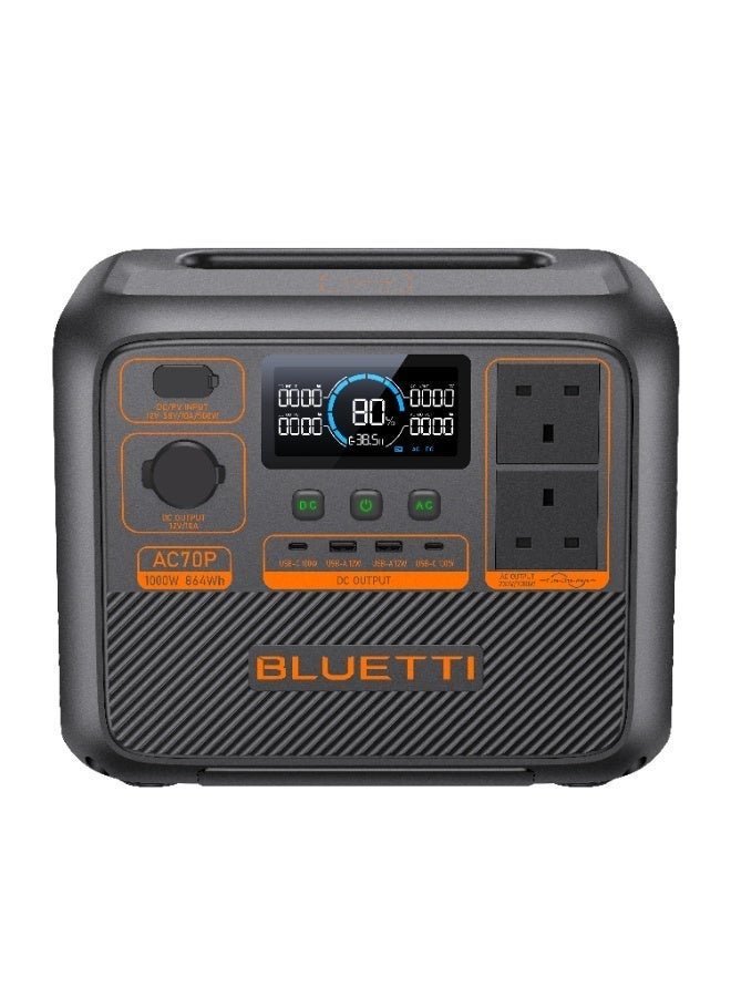 BLUETTI AC70P Portable Power Station | 1000W 864Wh - Image 1