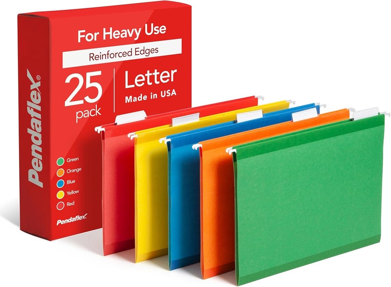 Easy store & transit build Reinforced Hanging Folders, Letter Size, Assorted Colors 1/5 Cut, Tabs and Inserts, 25 Per Box (41522AMZ) Batch uniform stable quality - Image 1