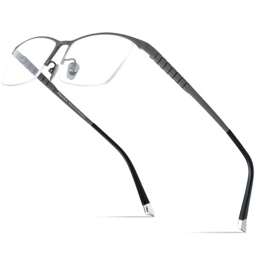 FONEX Titanium Glasses Frame for Men,Square Eyewear Full Optical Eyeglasses F85641 (F85640 Grey) - Image 1