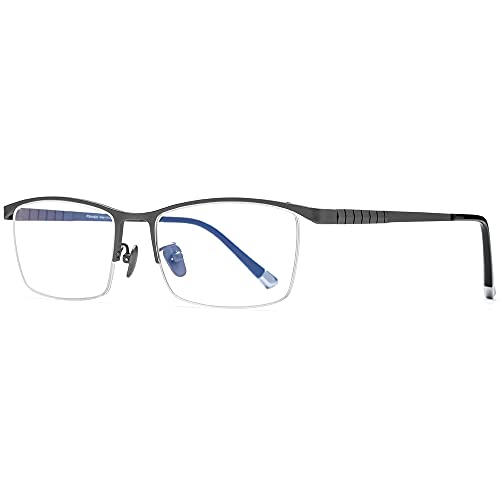FONEX Titanium Glasses Frame for Men,Square Eyewear Full Optical Eyeglasses F85641 (F85640 Grey) - Image 5