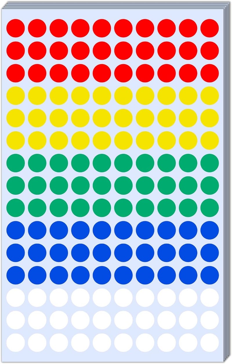 TownStix 2100 Pack  04 Colored Dot Stickers Small Round Circle Labels  5 Colors - Image 1