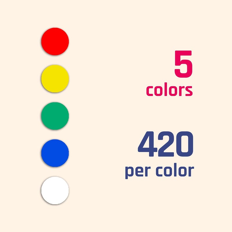 TownStix 2100 Pack  04 Colored Dot Stickers Small Round Circle Labels  5 Colors - Image 4