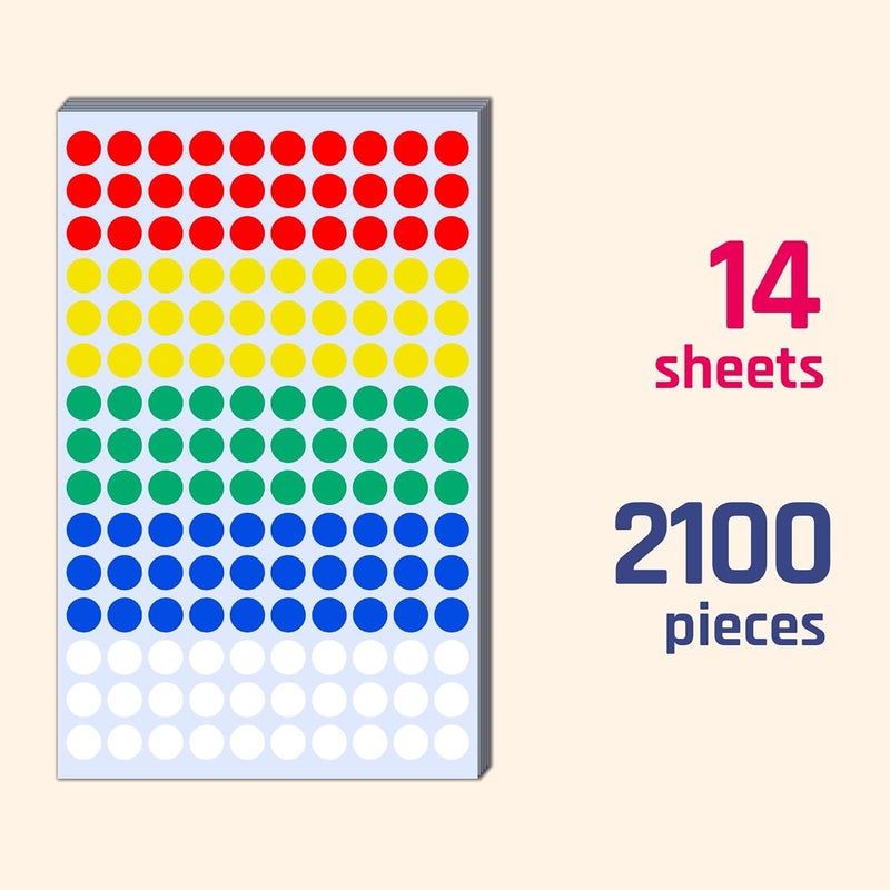 TownStix 2100 Pack  04 Colored Dot Stickers Small Round Circle Labels  5 Colors - Image 3