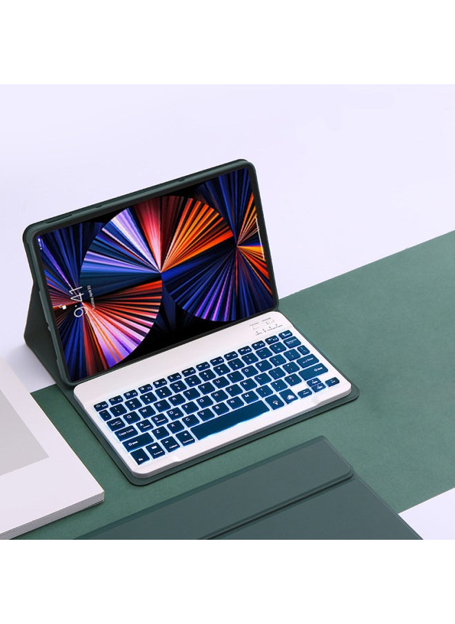 Generic For Lenovo Small P11 Flat Leather Case Pad Pro Protective Case Bluetooth Keyboard Wonderful Touch Backlight 11.5 Inch-Color:Night Green-Bluetooth Keyboard (Backlit)-Product Type:Lenovo Small Pad Pro 12.6 Inch (with Large Keyboard)  - Image 1