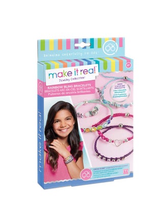 Make It Real Rainbow Bling Bracelets Kit|Create 5 Unique Cord Charm Bracelets|82 Pieces, Includes Play Tray, All-in-One, DIY Bracelet Kit, Tweens & Girls|Arts & Crafts|Kids Ages 8+|Made in India - pzsku/Z2F4934543ADB6F8BFABAZ/45/_/1741429431/b329abb8-6943-4092-a880-4018f161fc3b